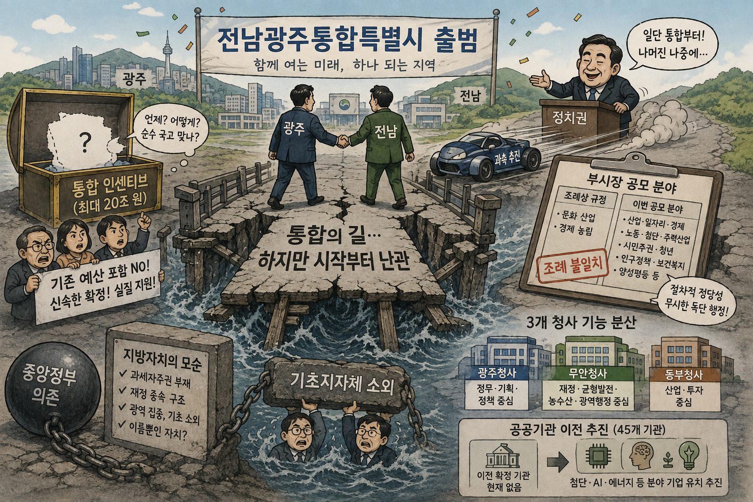 [사회부 기획] 전남광주통합특별시, 지역 통합보다 더딘 '민심 통합'